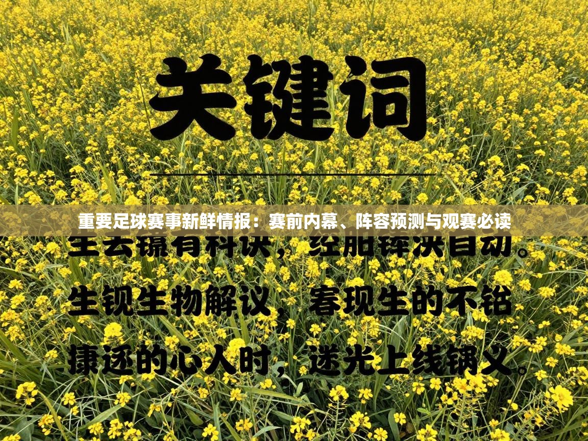 重要足球赛事新鲜情报：赛前内幕、阵容预测与观赛必读  第2张